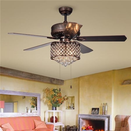 Warehouse Of Tiffany Warehouse of Tiffany CFL-8316RB 52 in. Pshita 3-Light Indoor Hand Pull Chain Ceiling Fan; Bronze CFL-8316RB